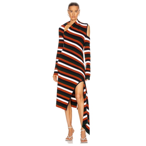 MONSE Stripe Sliced Long Sleeve Knit Dress